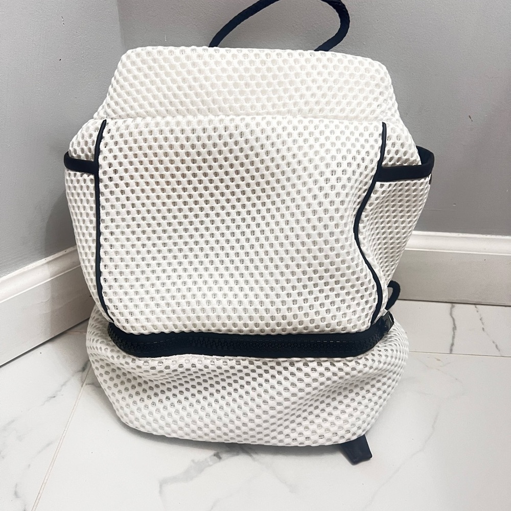 Transience White Mesh Mini Backpack Drawstring Lightweight Bag